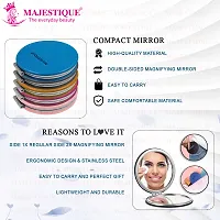 MAJESTIQUE Professional Pocket Makeup Mirror, 1X/2X Magnifying Foldable Mirror with Compact Size, Portable for Handbag, Purse, Pocket Round 1 Pcs - Blue-thumb2