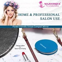 MAJESTIQUE Professional Pocket Makeup Mirror, 1X/2X Magnifying Foldable Mirror with Compact Size, Portable for Handbag, Purse, Pocket Round 1 Pcs - Blue-thumb4