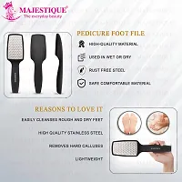 MAJESTIQUE Pedicure Foot File, Professional Callus Remover, Skin Scrubber for Dead Skin, Leg Cleaning Products, No Risk of Injury, Laser-Cut Stainless Steel Scrubber, Multi-Usage - Black-thumb3