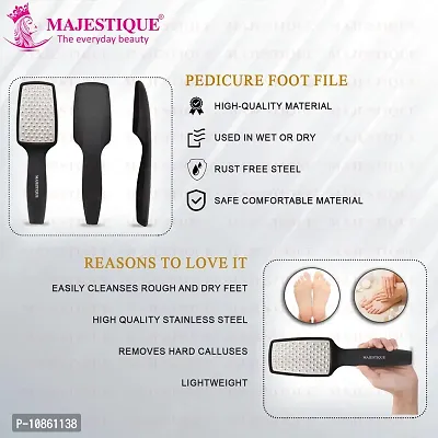 MAJESTIQUE Pedicure Foot File, Professional Callus Remover, Skin Scrubber for Dead Skin, Leg Cleaning Products, No Risk of Injury, Laser-Cut Stainless Steel Scrubber, Multi-Usage - Black-thumb4