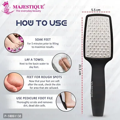 MAJESTIQUE Pedicure Foot File, Professional Callus Remover, Skin Scrubber for Dead Skin, Leg Cleaning Products, No Risk of Injury, Laser-Cut Stainless Steel Scrubber, Multi-Usage - Black-thumb5