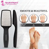 MAJESTIQUE Pedicure Foot File, Professional Callus Remover, Skin Scrubber for Dead Skin, Leg Cleaning Products, No Risk of Injury, Laser-Cut Stainless Steel Scrubber, Multi-Usage - Black-thumb1
