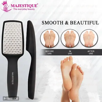 MAJESTIQUE Pedicure Foot File, Professional Callus Remover, Skin Scrubber for Dead Skin, Leg Cleaning Products, No Risk of Injury, Laser-Cut Stainless Steel Scrubber, Multi-Usage - Black-thumb2
