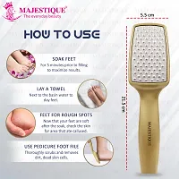 MAJESTIQUE Pedicure Foot File, Professional Callus Remover, Skin Scrubber for Dead Skin, Leg Cleaning Products, No Risk of Injury, Laser-Cut Stainless Steel Scrubber, Multi-Usage - Gold-thumb2