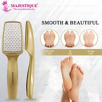 MAJESTIQUE Pedicure Foot File, Professional Callus Remover, Skin Scrubber for Dead Skin, Leg Cleaning Products, No Risk of Injury, Laser-Cut Stainless Steel Scrubber, Multi-Usage - Gold-thumb4