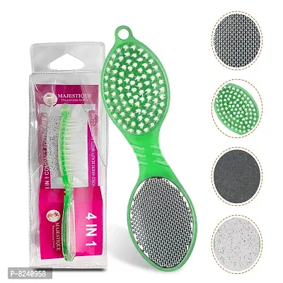 Majestique 4 in 1 Function Hard Skin Remover for Leg Scrubber | Foot Brush for Dead Skin Cleaning Pumice Stone for Feet | Foot Stone Pedicure Tools for Women and Men