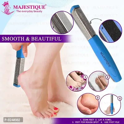 Majestique Double Sided Foot Files, Pedicure Heel Rasp for Foot Scrapper Dead Skin Foot Callus Remover Foot File Kit Colossal Foot Rasp Tool Feet Scrubber Dead Skin (Blue)-thumb4