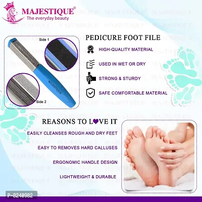 Majestique Double Sided Foot Files, Pedicure Heel Rasp for Foot Scrapper Dead Skin Foot Callus Remover Foot File Kit Colossal Foot Rasp Tool Feet Scrubber Dead Skin (Blue)-thumb2