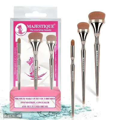 Majestique Foundation, Concealer and Multi-Use Brush | Professional Makeup Brush Set | Luminous HD Brushes - 3Pcs