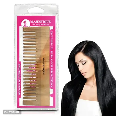 Majestiquer Wide Tooth Comb Detangling Anti-Static Comb Natural Curly Wavy Dry Hair For Womens and Mens Hand Polished (Pack of 1)-thumb0
