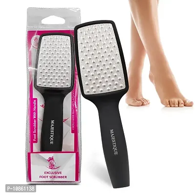 MAJESTIQUE Pedicure Foot File, Professional Callus Remover, Skin Scrubber for Dead Skin, Leg Cleaning Products, No Risk of Injury, Laser-Cut Stainless Steel Scrubber, Multi-Usage - Black