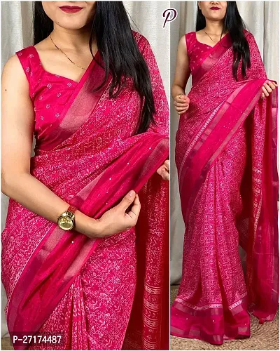 Classic Silk Cotton Saree with Blouse piece for Women-thumb0