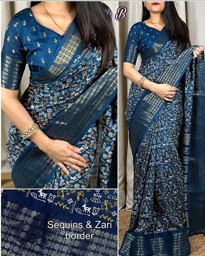 New In Cotton Blend Saree with Blouse piece