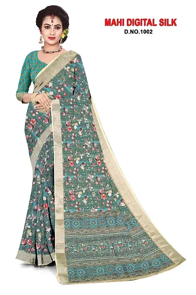 Alluring Linen Saree with Blouse piece 