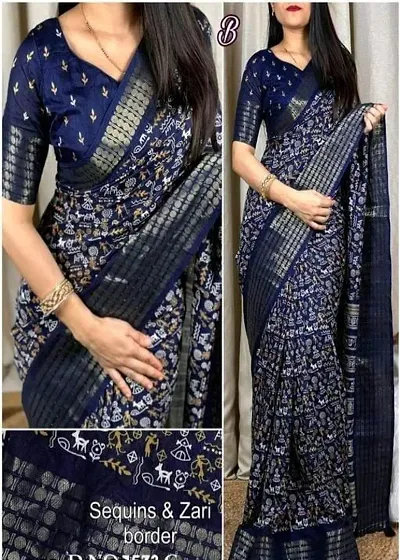 New In Cotton Blend Saree with Blouse piece