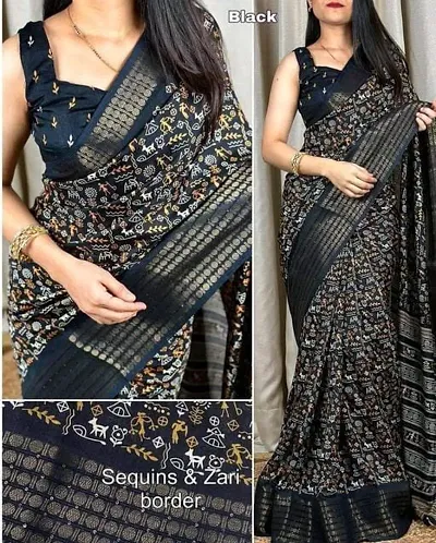 New In Cotton Blend Saree with Blouse piece 