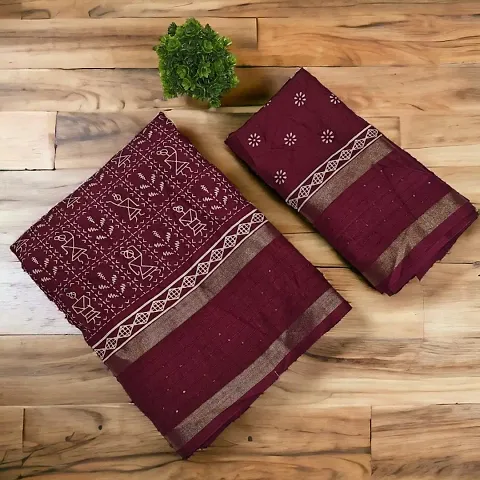 Soft Kalamkari Print Saree With Running Blouse Piece