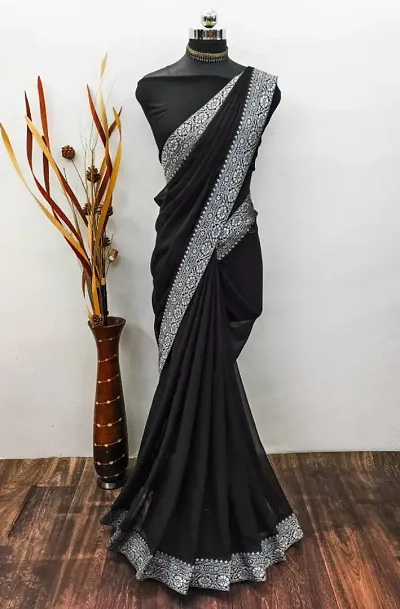 New In Georgette Saree with Blouse piece 