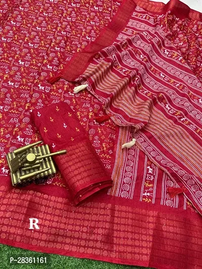 Soft Cotton Kalamkari Print Saree With Running Blouse Piece-thumb0