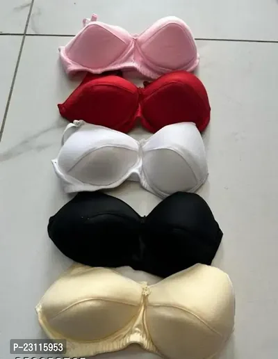 Pack Of 5 Cotton Padded Bra Combo For Women