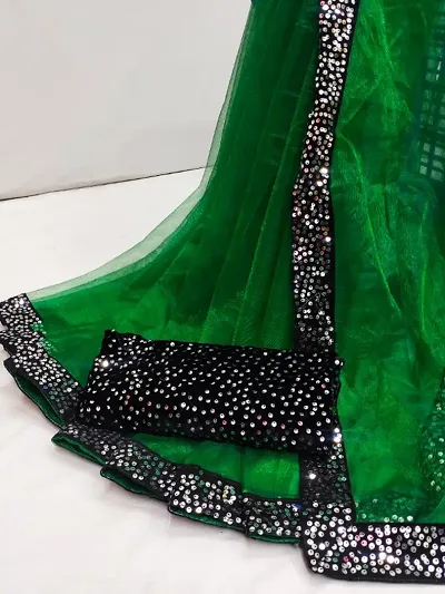 Classic Net Lace Work Saree with Blouse piece