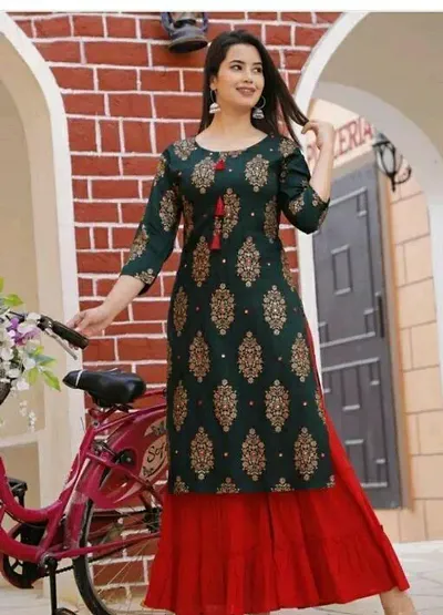 Stylish Rayon Solid Stitched Kurta For Women