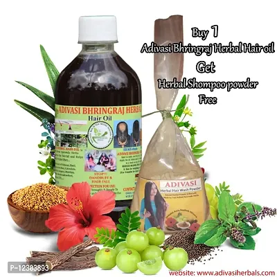Adivasi Bhringraj Herbal Hair Oil 250ml Buy1 Get Adivasi Herbal Shompoo Powder Free (100% NATURAL )-thumb0