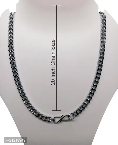 Alluring Silver Stainless Steel Ruby Chain With Pendant For Men-thumb3