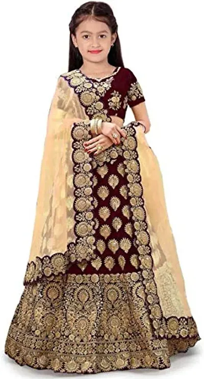 Girl's Silk Semi-stitched Lehenga Choli