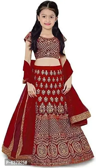 Embroidered Lehenga Choli and dupatta set for Ethnic, Wedding, Party Wear for kids, baby and Girls.-thumb0