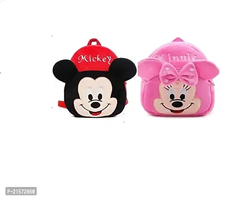 SAMAYRA Minnie Pink  Mickey Down red Combo Kids School Bag Cute Backpacks for Girls/Boys/Animal Cartoon Mini Travel Bag Backpack for Kids Girl Boy 2-6 Years-thumb0