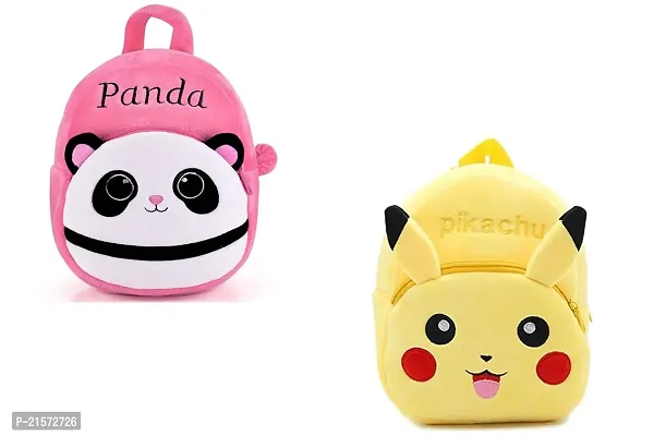SAMAYRA Panda Pink  Pikachu Combo Kids School Bag Cute Backpacks for Girls/Boys/Animal Cartoon Mini Travel Bag Backpack for Kids Girl Boy 2-6 Years