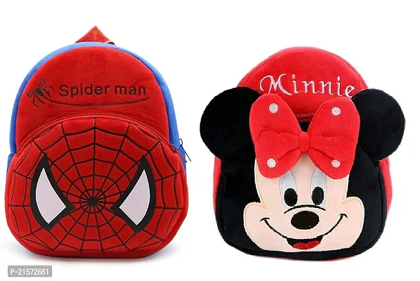 SAMAYRA Spider Red  Minnie Red Down Combo Kids School Bag Cute Backpacks for Girls/Boys/Animal Cartoon Mini Travel Bag Backpack for Kids Girl Boy 2-6 Years