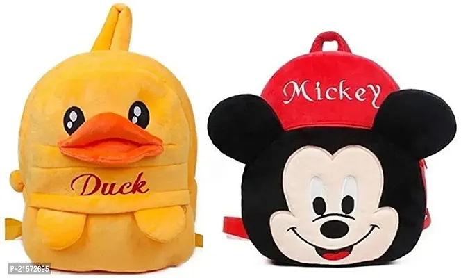 SAMAYRA Duck  Mickey Red Down Combo Kids School Bag Cute Backpacks for Girls/Boys/Animal Cartoon Mini Travel Bag Backpack for Kids Girl Boy 2-6 Years