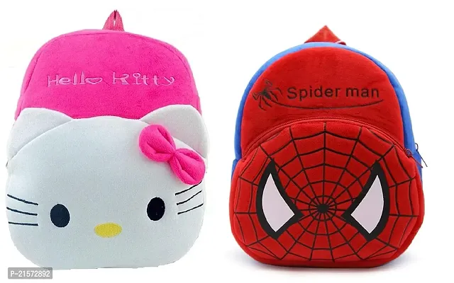 SAMAYRA Spider Red  Hello Kitty Pink Combo Kids School Bag Cute Backpacks for Girls/Boys/Animal Cartoon Mini Travel Bag Backpack for Kids Girl Boy 2-6 Years