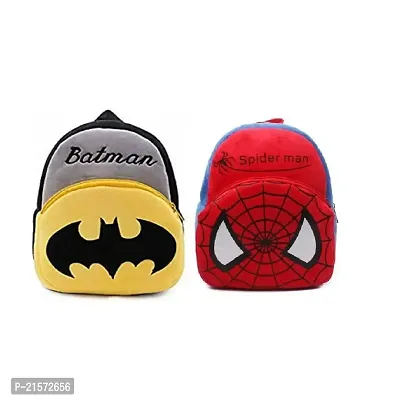 SAMAYRA SpiderMan Red  Batman Combo Kids School Bag Cute Backpacks for Girls/Boys/Animal Cartoon Mini Travel Bag Backpack for Kids Girl Boy 2-6 Years