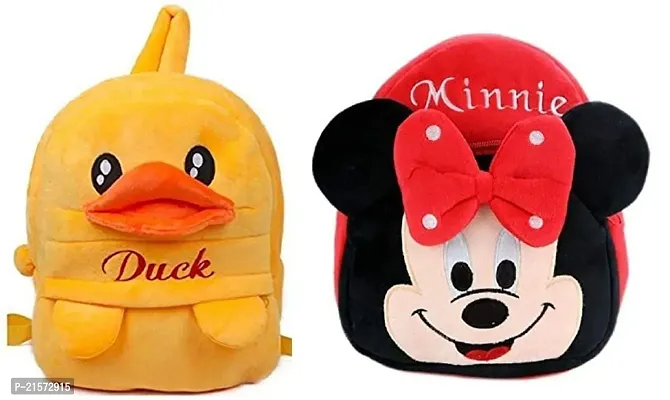 SAMAYRA Duck  Minnie Red Combo Kids School Bag Cute Backpacks for Girls/Boys/Animal Cartoon Mini Travel Bag Backpack for Kids Girl Boy 2-6 Years-thumb0