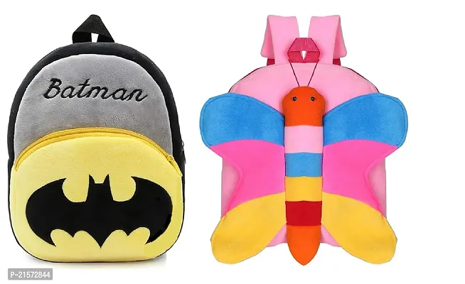 SAMAYRA Butterfly  Batman Combo Kids School Bag Cute Backpacks for Girls/Boys/Animal Cartoon Mini Travel Bag Backpack for Kids Girl Boy 2-6 Years-thumb0