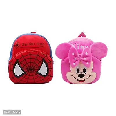 SAMAYRA Minnie Pink  Spider Red Combo Kids School Bag Cute Backpacks for Girls/Boys/Animal Cartoon Mini Travel Bag Backpack for Kids Girl Boy 2-6 Years