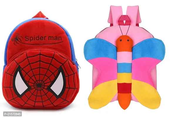 SAMAYRA Butter fly  Spider Red Combo Kids School Bag Cute Backpacks for Girls/Boys/Animal Cartoon Mini Travel Bag Backpack for Kids Girl Boy 2-6 Years-thumb0