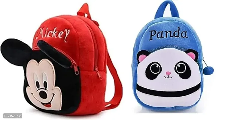 SAMAYRA Mickey red Down  Panda Blue Down Combo Kids School Bag Cute Backpacks for Girls/Boys/Animal Cartoon Mini Travel Bag Backpack for Kids Girl Boy 2-6 Years