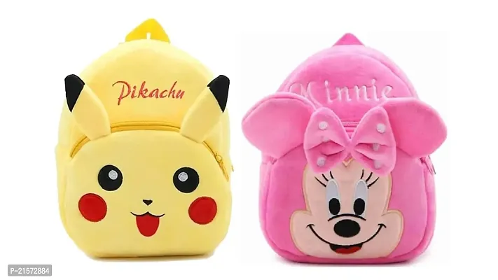 SAMAYRA Minnie Pink  Pikachu Combo Kids School Bag Cute Backpacks for Girls/Boys/Animal Cartoon Mini Travel Bag Backpack for Kids Girl Boy 2-6 Years