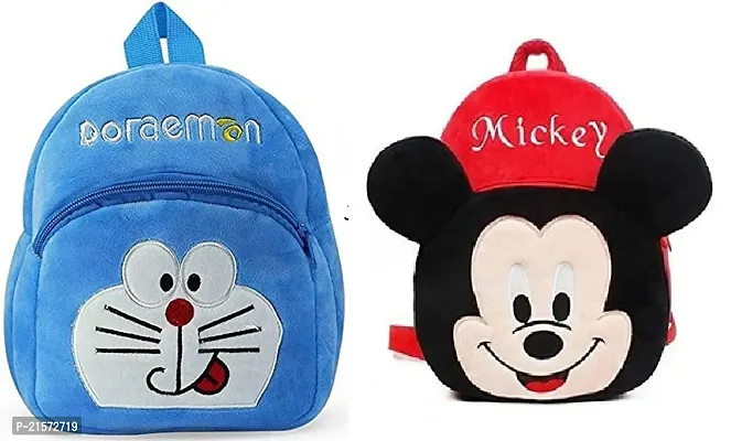 SAMAYRA Doremon  Mickey Down Red Combo Kids School Bag Cute Backpacks for Girls/Boys/Animal Cartoon Mini Travel Bag Backpack for Kids Girl Boy 2-6 Years