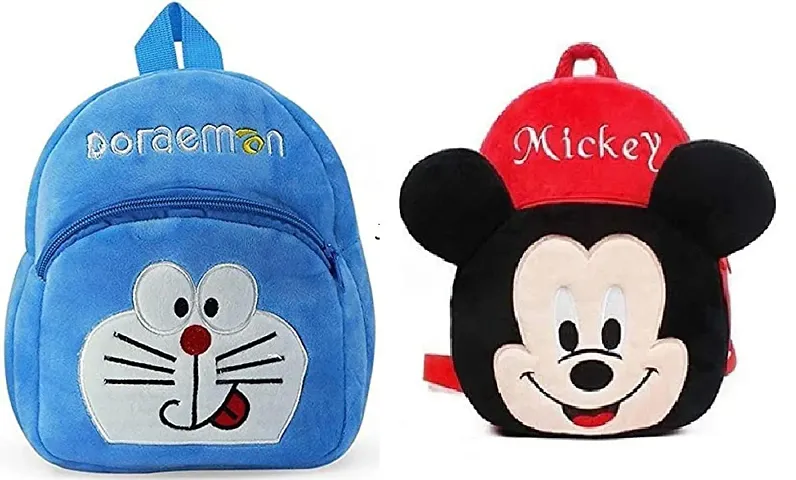 DAKSH ENTERPRISE Velvet Soft Plush Cartoon School Bag Combo for Kids School Nursery Picnic (1-6 Years)