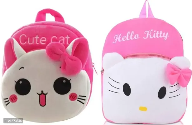 SAMAYRA Cute cat  Hello kitty Combo Kids School Bag Cute Backpacks for Girls/Boys/Animal Cartoon Mini Travel Bag Backpack for Kids Girl Boy 2-6 Years