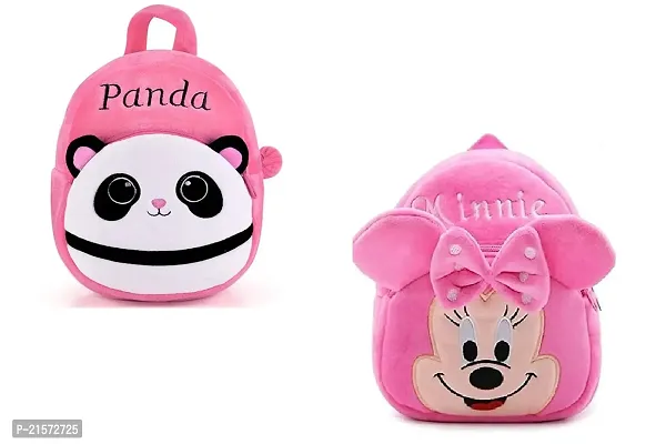 SAMAYRA Minnie Pink  Pink Panda Combo Kids School Bag Cute Backpacks for Girls/Boys/Animal Cartoon Mini Travel Bag Backpack for Kids Girl Boy 2-6 Years