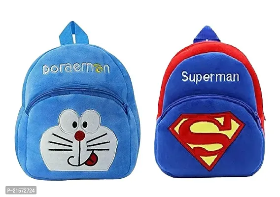 SAMAYRA Doremon Superman Combo Kids School Bag Cute Backpacks for Girls/Boys/Animal Cartoon Mini Travel Bag Backpack for Kids Girl Boy 2-6 Years