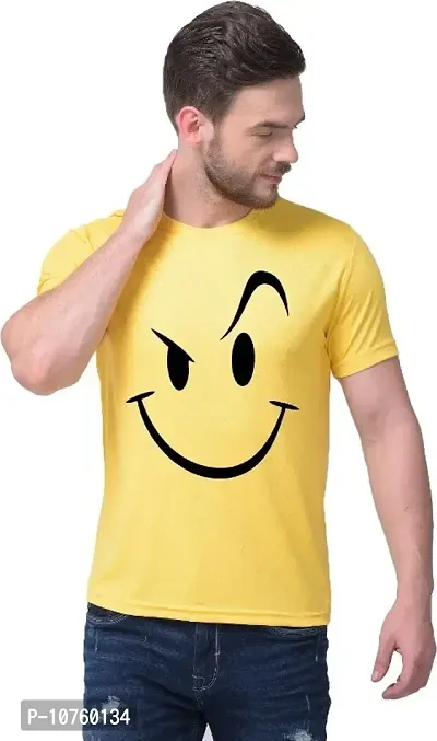 SAMAYRA Men Dry Fit Polyester Half Sleeve Round Neck Tshirt Yellow