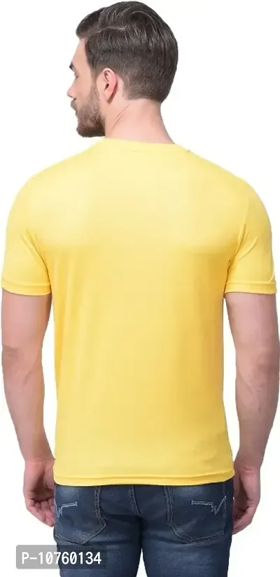 SAMAYRA Men Dry Fit Polyester Half Sleeve Round Neck Tshirt Yellow-thumb2