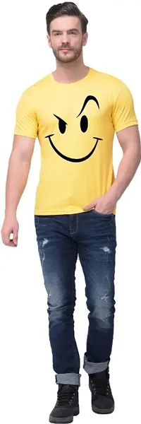 SAMAYRA Men Dry Fit Polyester Half Sleeve Round Neck Tshirt Yellow-thumb2